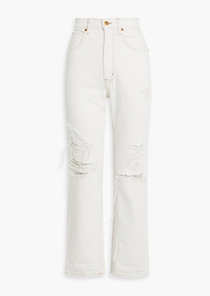 SLVRLAKE - Dakota distressed high-rise straight-leg jeans - White - 23