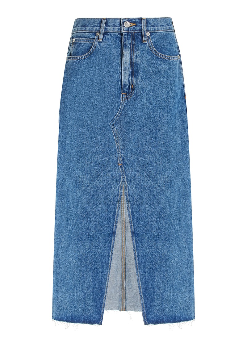 SLVRLAKE - Denim Midi Skirt - Medium Wash - 26 - Moda Operandi