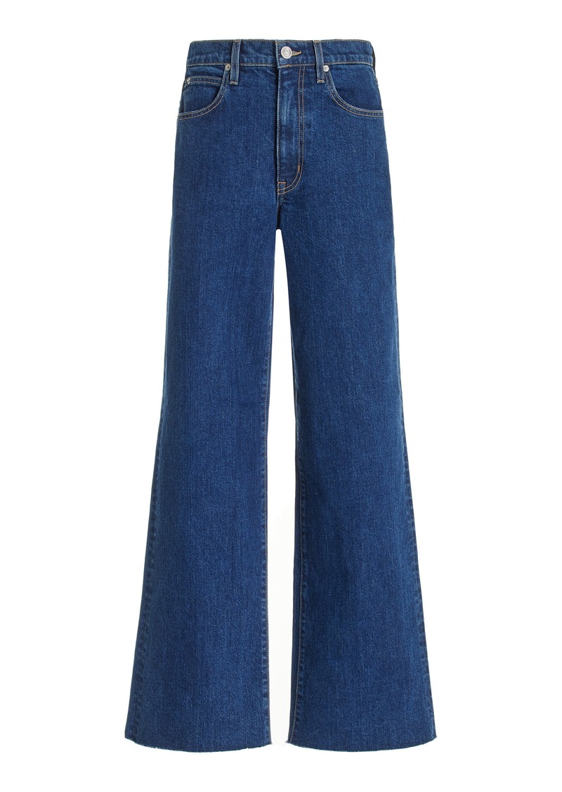 SLVRLAKE - Grace Stretch High-Rise Wide-Leg Jeans - Dark Wash - 27 - Moda Operandi
