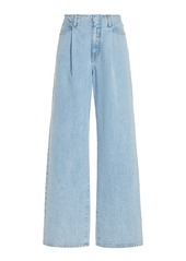 SLVRLAKE - Kennedy Pleated Rigid High-Rise Wide-Leg Jeans - Light Wash - 29 - Moda Operandi