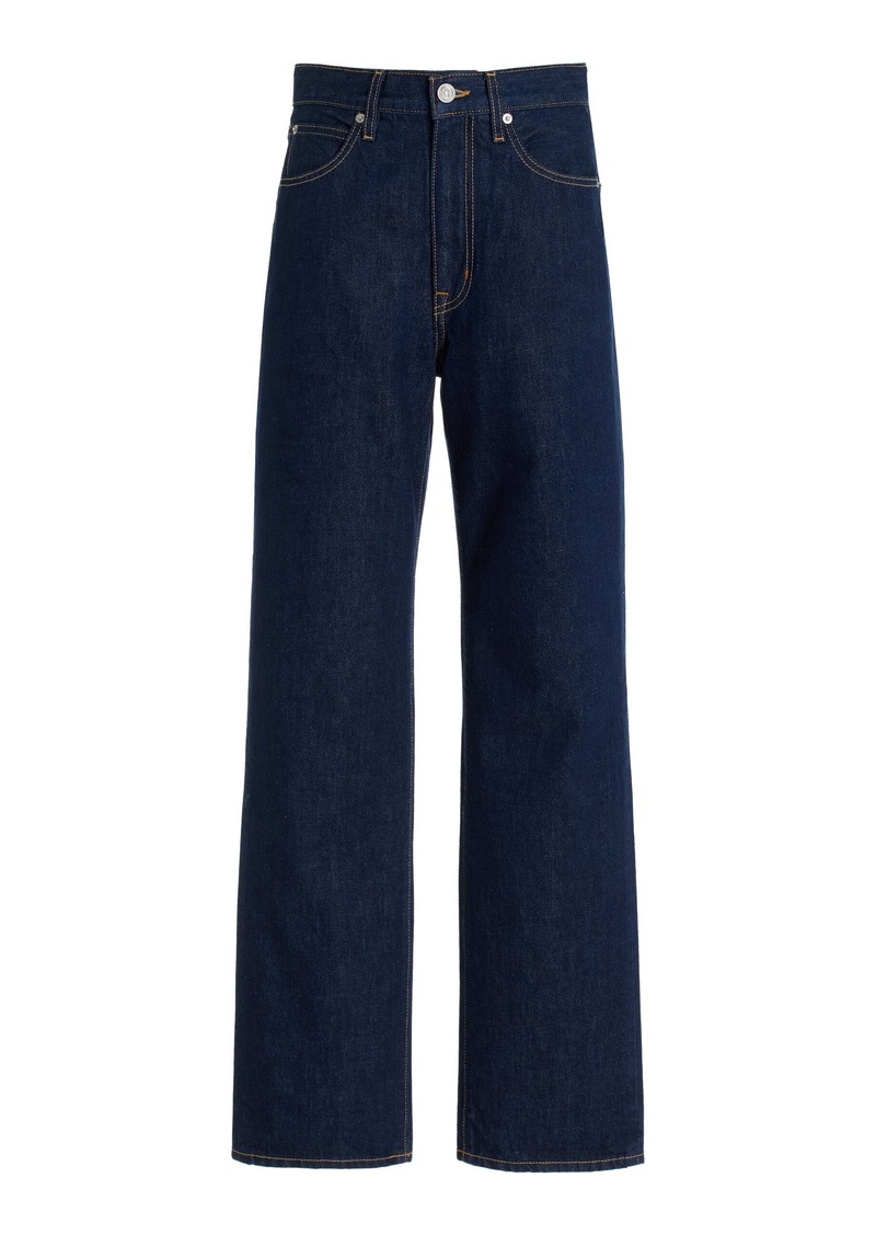 SLVRLAKE - London Rigid High-Rise Straight-Leg Jeans - Dark Wash - 25 - Moda Operandi