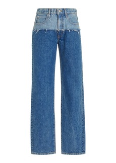 SLVRLAKE - Re-Work Sophie Rigid Mid-Rise Long Straight-Leg Jeans - Medium Wash - 25 - Moda Operandi
