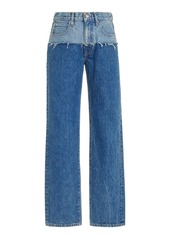 SLVRLAKE - Re-Work Sophie Rigid Mid-Rise Long Straight-Leg Jeans - Medium Wash - 25 - Moda Operandi