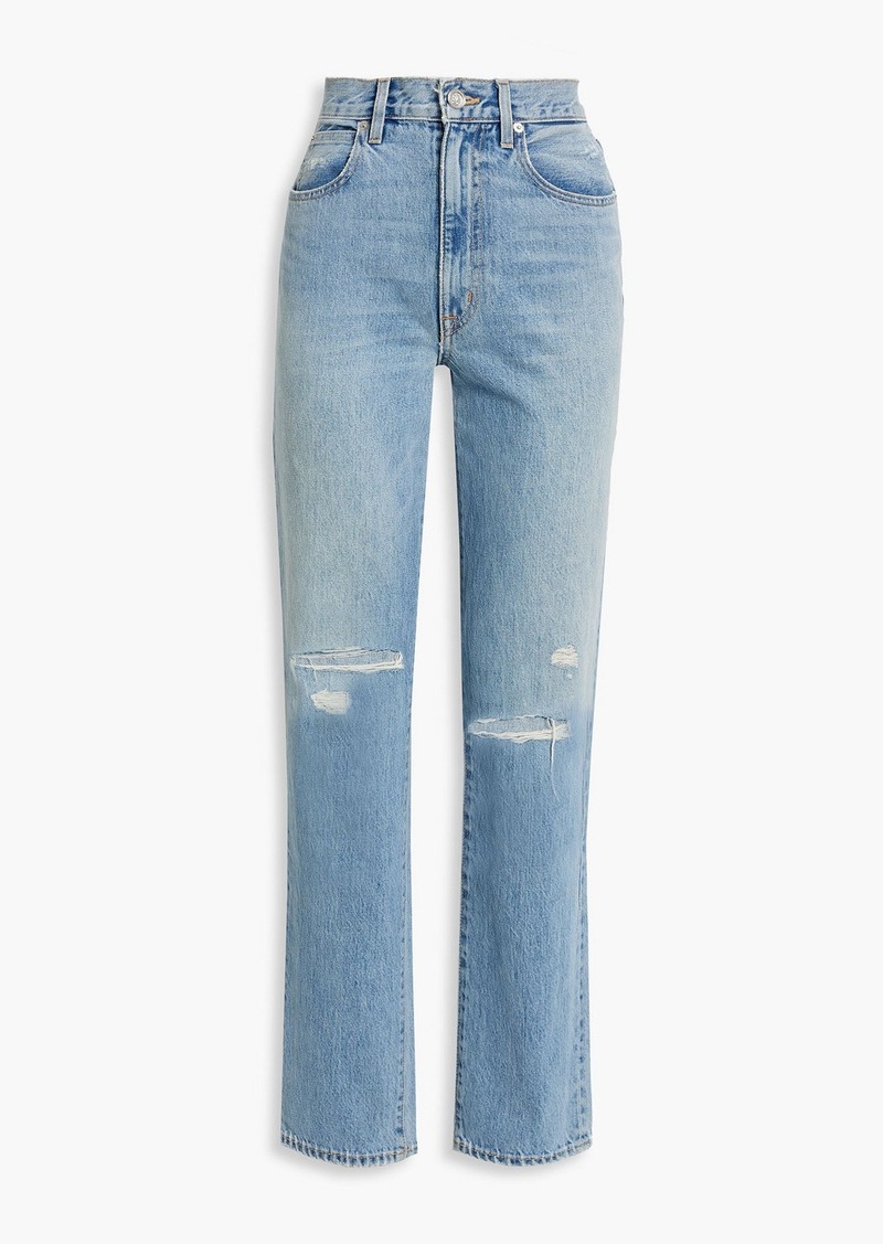 SLVRLAKE - Sierra distressed high-rise straight-leg jeans - Blue - 27