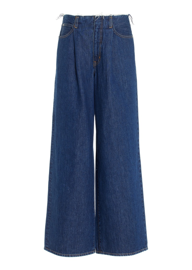 SLVRLAKE - Taylor Pleated Rigid Low-Rise Wide-Leg Jeans - Dark Wash - 32 - Moda Operandi