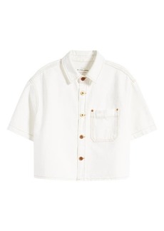 SLVRLAKE Cara Short Sleeve Denim Crop Button-Up Shirt