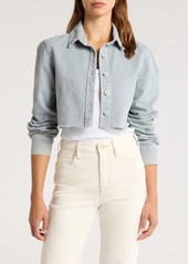 SLVRLAKE Crop Raw Hem Button-Up Denim Shirt