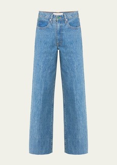 SLVRLAKE Grace Wide-Leg Raw-Edge Jeans