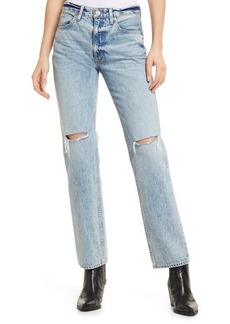 SLVRLAKE Tyler Ripped High Waist Straight Leg Organic Cotton Jeans in Lonely Heart at Nordstrom