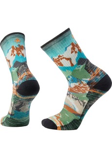 Smartwool Hike Light Cushion Alpine Trail Print Crew Socks, Men's, Large, Green | Father's Day Gift Idea