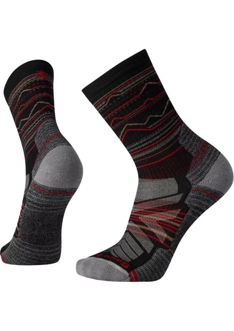 Smartwool Hike Light Cushion Mountain Range Pattern Crew Socks, Men's, Large, Black | Father's Day Gift Idea