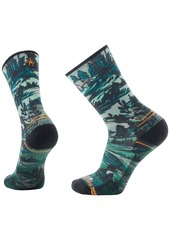 Smartwool Hike Lightweight Cushioned Campground Print Crew Socks, Men's, Medium, Green