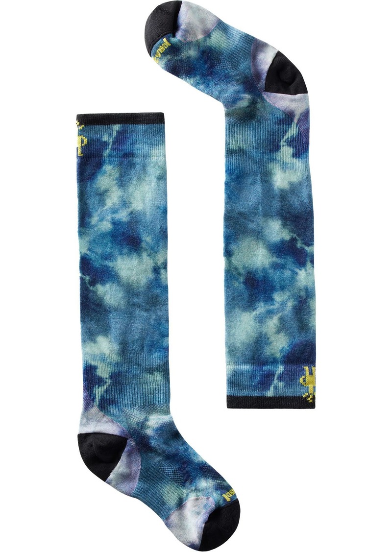 Smartwool Junior Ski Zero Cushion Tie Dye Print Over The Calf Socks, Men's, Large, Blue