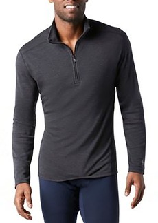 Smartwool Men's Classic Thermal Merino Base Layer Pattern Quarter Zip Pullover, Small, Gray | Father's Day Gift Idea