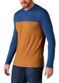Smartwool Men's Merino Sport 150 Long Sleeve Henley Shirt, Large, Blue