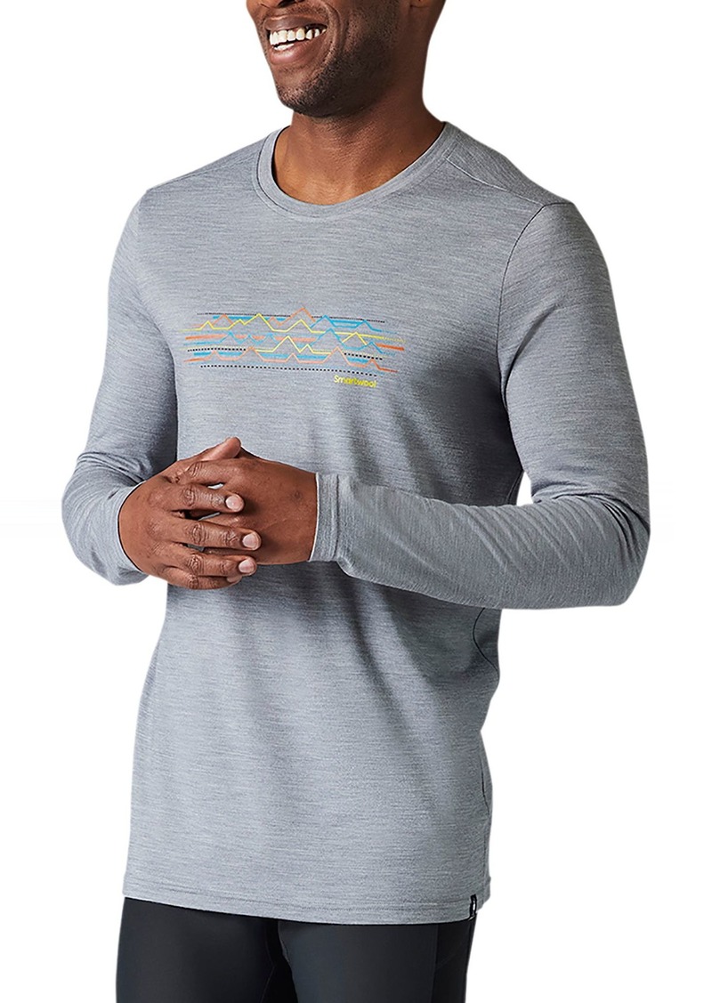 Smartwool Men's Merino Sport 150 Mountain Terrain Long Sleeve Graphic T-Shirt, Small, Gray