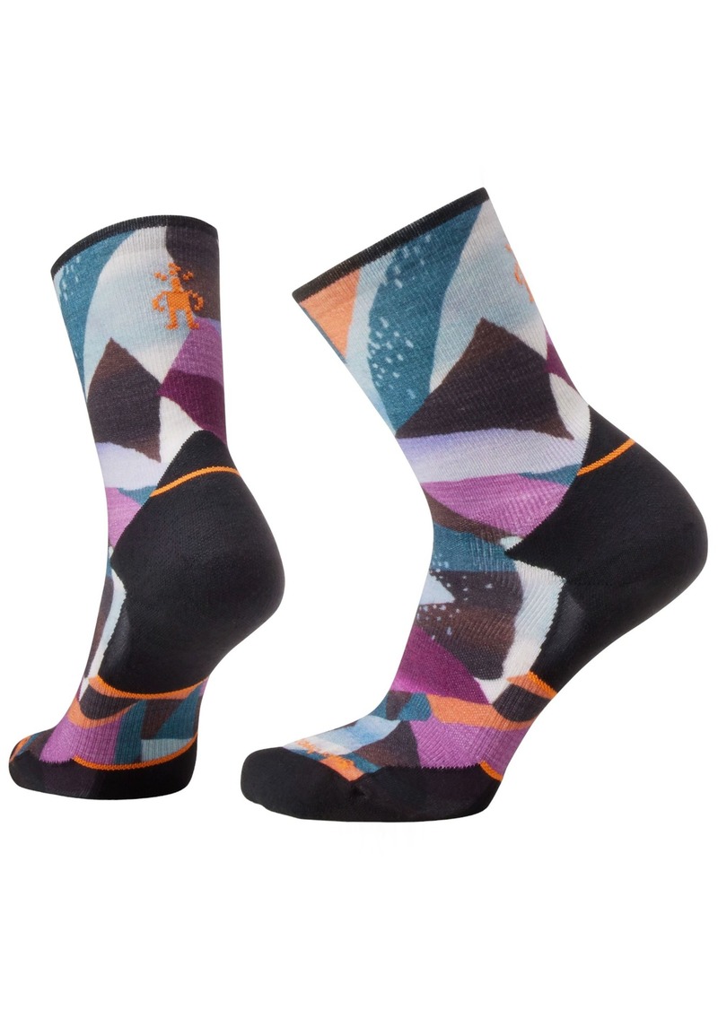 Smartwool Women's Athlete Edition Run Mosaic Pieces Printed Crew Sock, Small, Black | Father's Day Gift Idea
