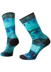 Smartwool Women's Bike Zero Cushion Celestial Printed Crew Sock, Small, Blue