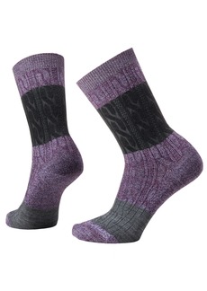Smartwool Women's Everyday Color Block Cable Crew Socks, Small, Purple