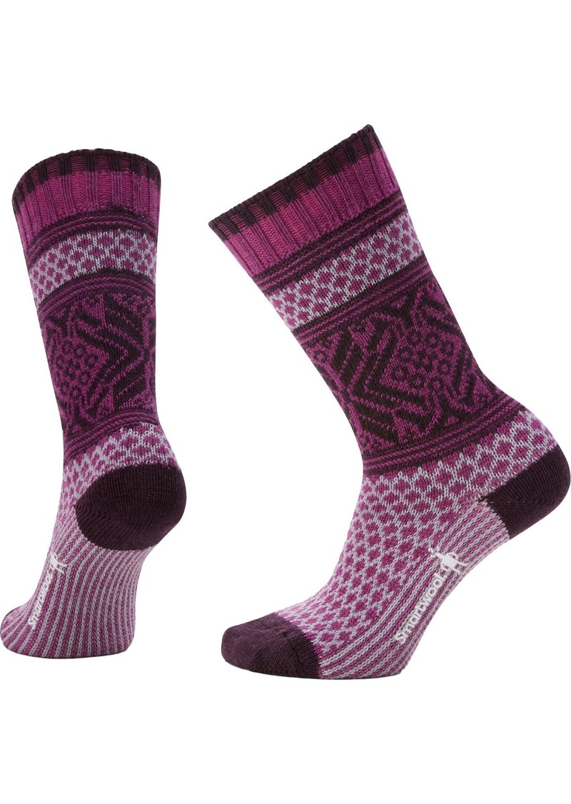 Smartwool Women's Everyday Popcorn Snowflake Pattern Crew Socks, Medium, Pink | Father's Day Gift Idea