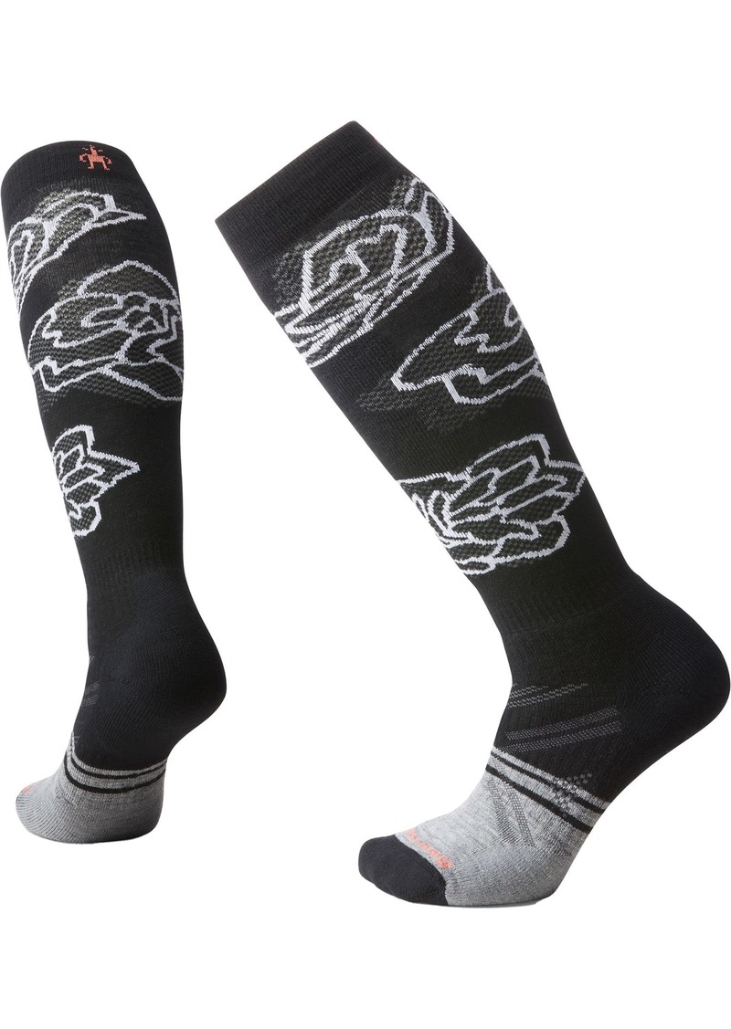 Smartwool Women's Ski Full Cushion Pattern Over The Calf Socks, Medium, Black | Father's Day Gift Idea