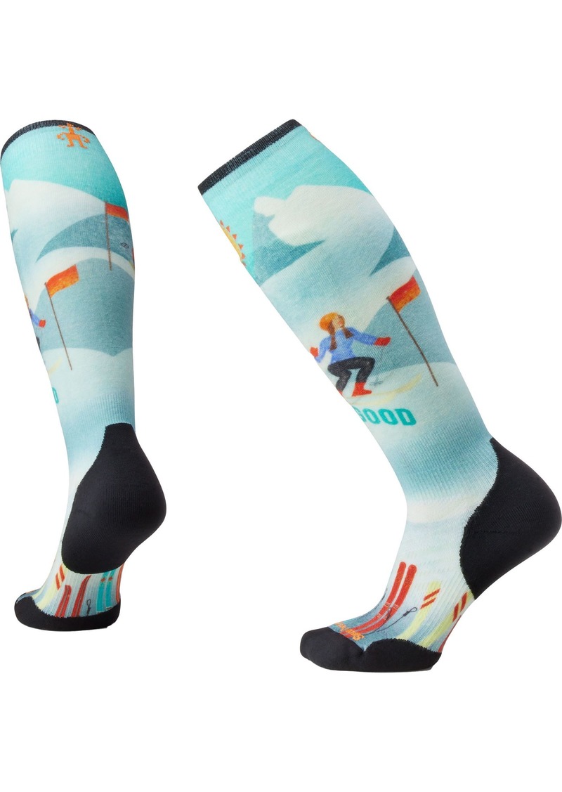 Smartwool Women's Targeted Cushion Snow Bunny Over The Calf Ski Socks, Medium, Blue