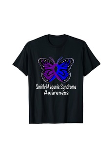 Smith Magenis Syndrome Awareness Warrior Purple Blue Ribbon T-Shirt