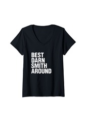Womens Best Darn Smith Around Funny Smiths Profession V-Neck T-Shirt