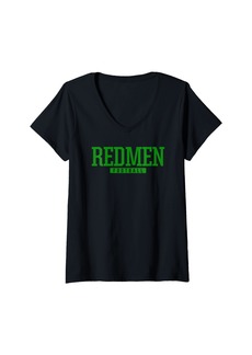 Womens Smith Center Redmen Football HS V-Neck T-Shirt