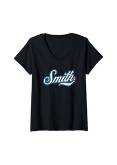 Womens Smith Family Retro Athletic Design Clan Reunion Souvenir V-Neck T-Shirt