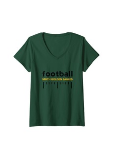 Womens Smith Golden Eagles Football Lines HS V-Neck T-Shirt