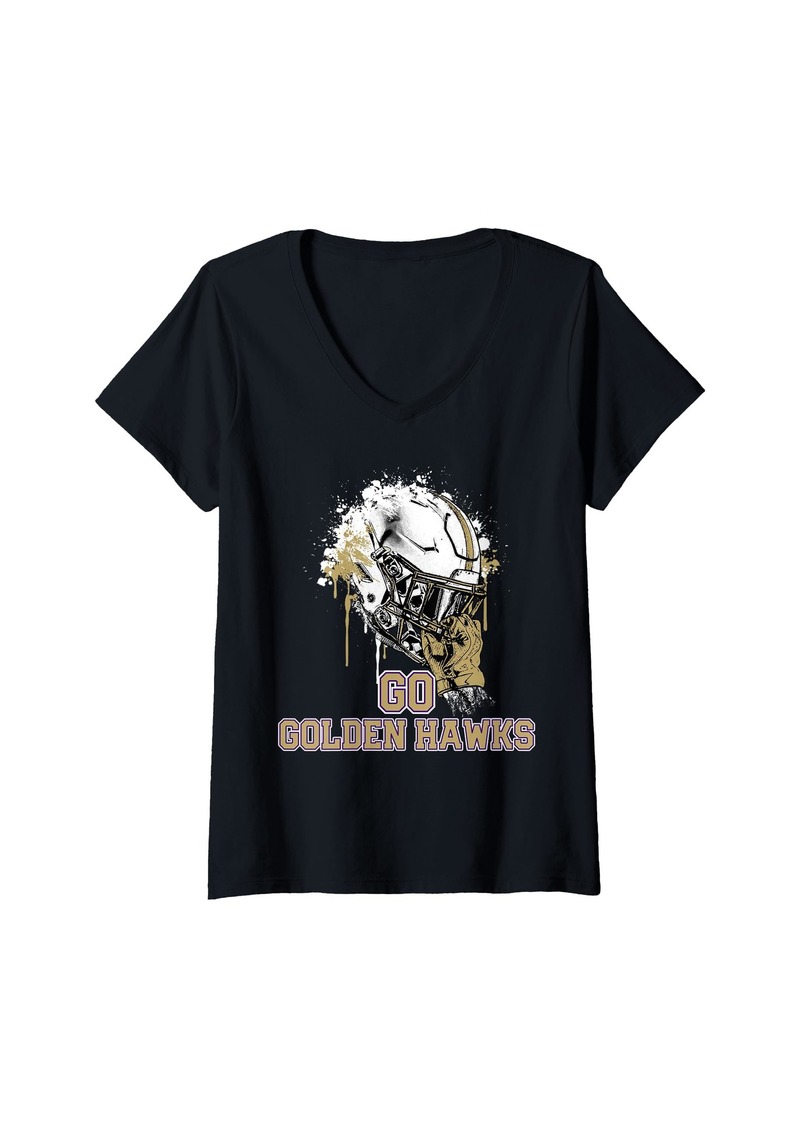 Womens Smith Golden Hawks Rising Helmet GO! V-Neck T-Shirt