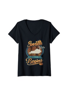 Womens Vintage Smith Kentucky Hometown My Story Begins V-Neck T-Shirt