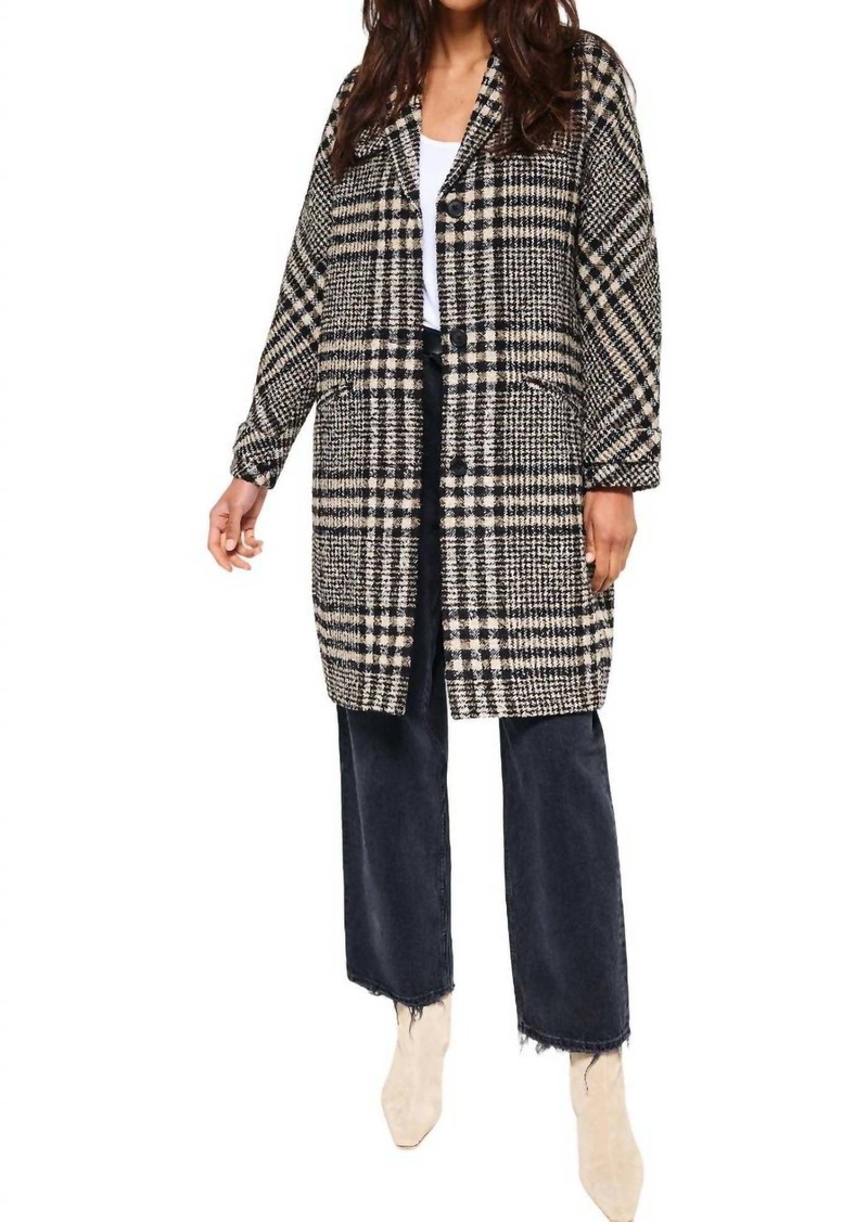 Smythe Cocoon Overcoat In Black/oat Plaid