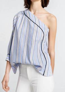 Smythe Cold Shoulder Shirt In Blue Variegated Stripe