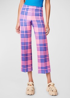 Smythe Cropped Cotton Plaid Flood Pants