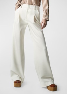 Smythe Drapey Mid-Rise Pleated Cotton Trousers