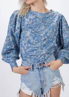 Smythe Ruched Blouse In Blue Liberty