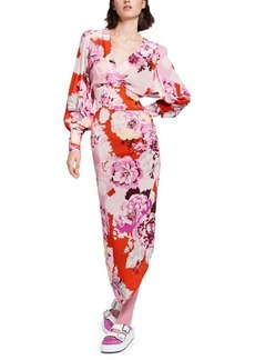 Smythe Floral Print Long Sleeve Dress in Vermillion /Pink Floral at Nordstrom