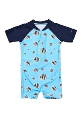 Snapper Rock Baby Boys Angel Fish Ss Sunsuit - Blue