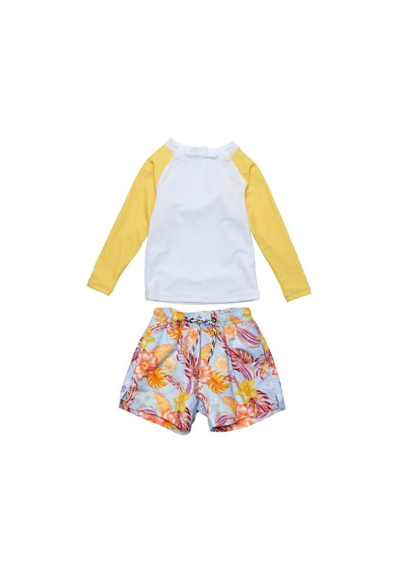 Snapper Rock Baby Boys Boho Tropical Sustainable Ls Set - Blue