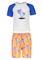 Snapper Rock Snapper Palm Print Days Two-Piece Rashguard Swimsuit in Orange at Nordstrom