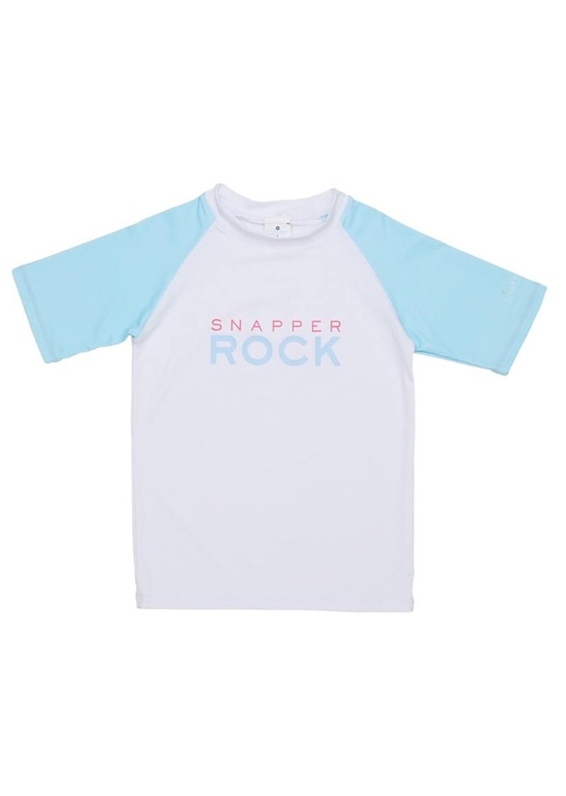 Snapper Rock Boys' Light Blue Sleeve Sustainable Short Sleeve Rash Top - Little Kid, Big Kid