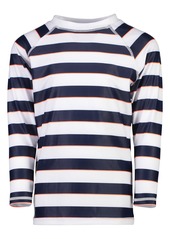 Snapper Rock Kids' Rugby Stripe Long Sleeve Rashguard in Blue at Nordstrom