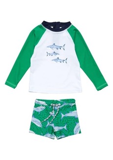 Snapper Rock Reef Shark Two-Piece Rashguard Swimsuit