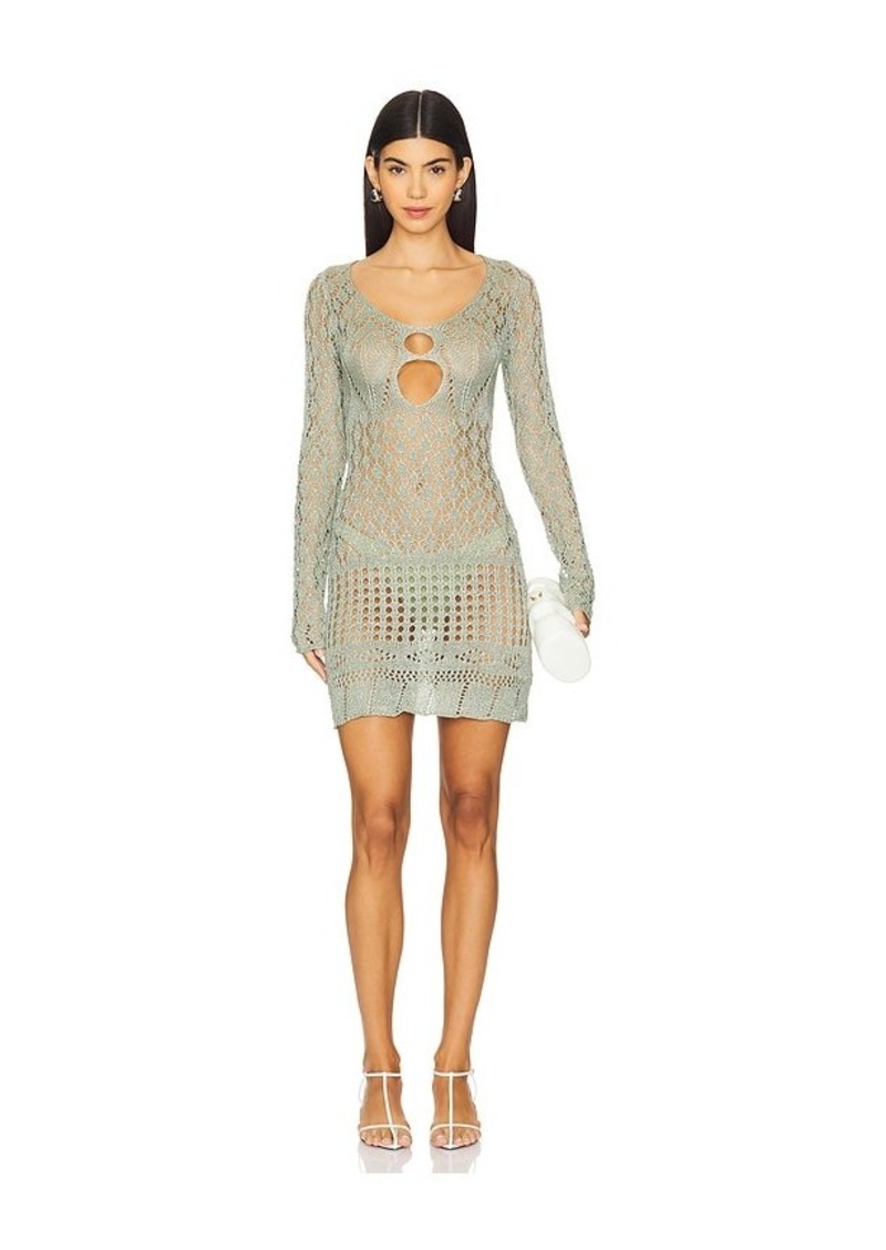 SNDYS Long Sleeve Crochet Mini Dress