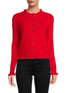 Sofia Cashmere 100% Cashmere Ruffle Cardigan