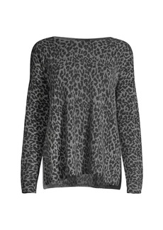 Sofia Cashmere Animal Print Dolman-Sleeve Sweater