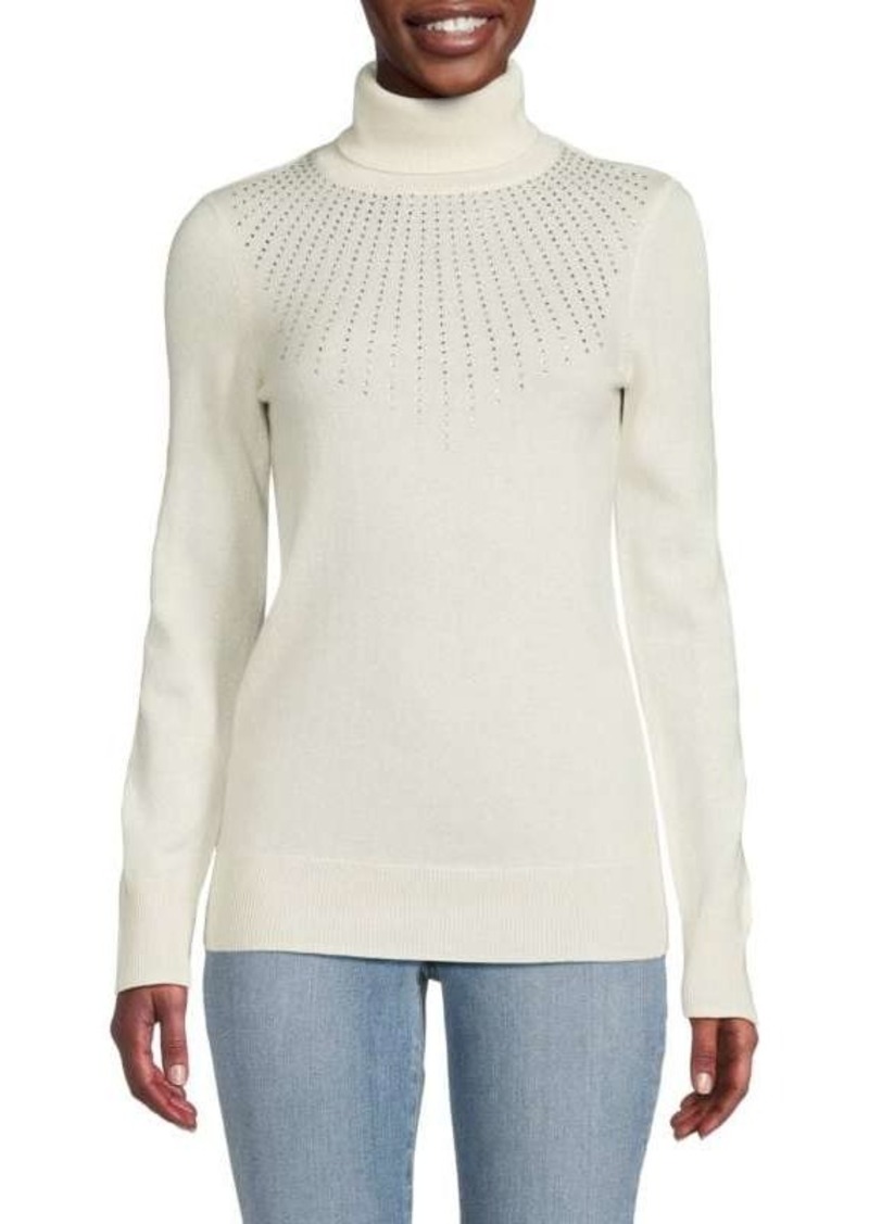 Sofia Cashmere Embellished Cashmere Turtleneck Sweater