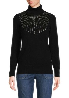 Sofia Cashmere Embellished Turtleneck Cashmere Sweater